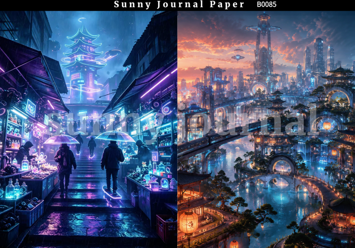 B0085-CyberPunk Oriental Style A5 paper 10pcs no repeat