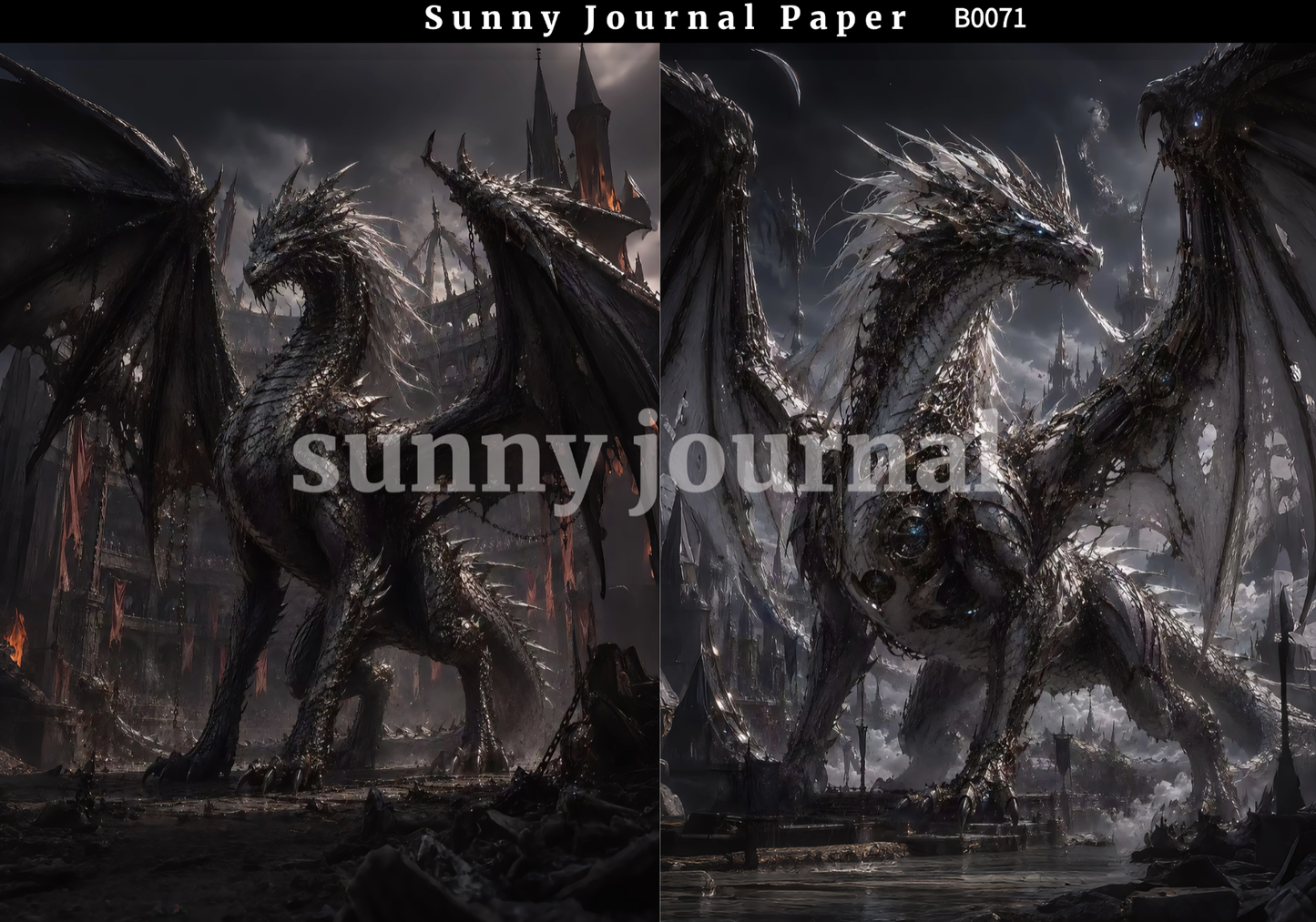B0071-Dark Fantasies Gothic Gragon Medieval Legends Paper A5 paper 10pcs no repeat