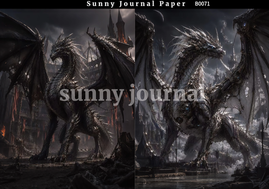B0071-Dark Fantasies Gothic Gragon Medieval Legends Paper A5 paper 10pcs no repeat