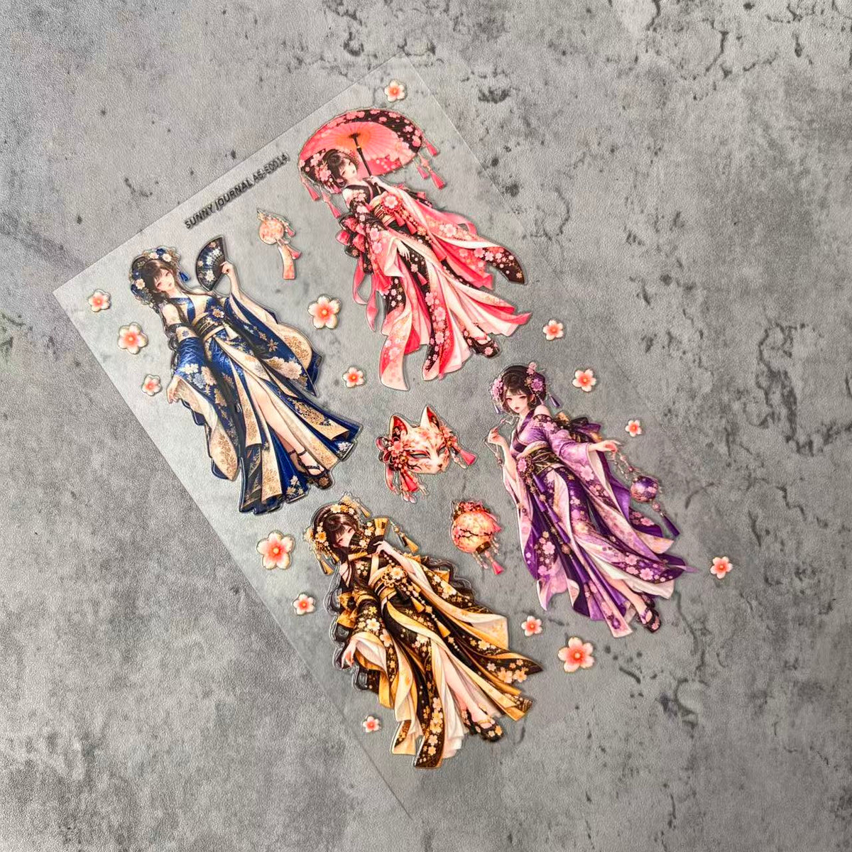 E0014--Japanese kimono girl 3D Embossed Sticker 1 Pcs A6 Size 10X15cm=4x6inch