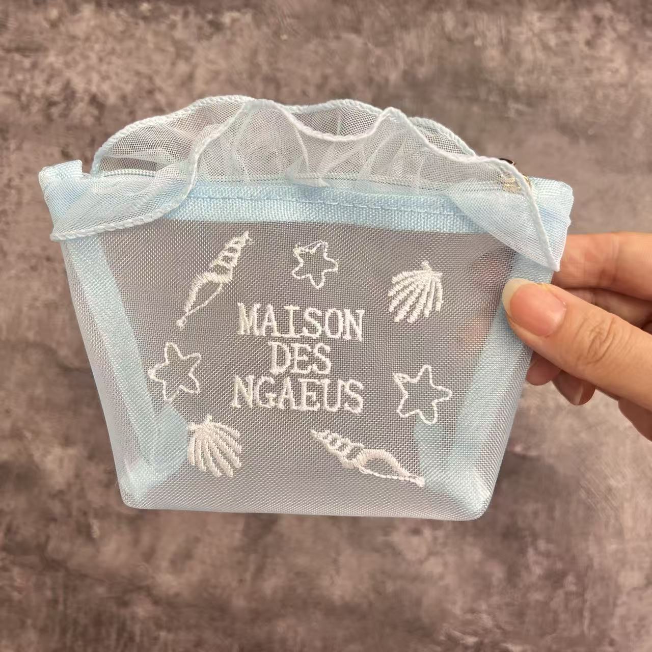 Embroidered zipper Small storage Tape Bag