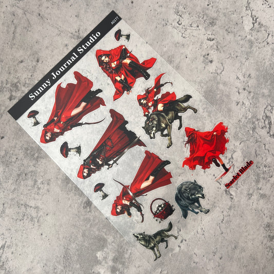 A0177--Gothic Evil Red Hood PET Sticker 1 Pcs A5 Size