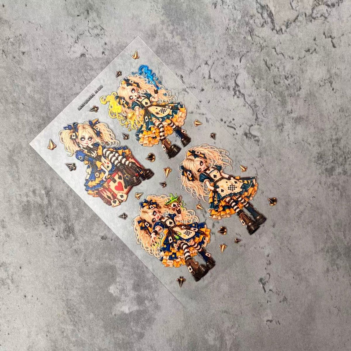 E002--Steampunk Alice 3D Embossed Sticker 1 Pcs A6 Size 10X15cm=4x6inch