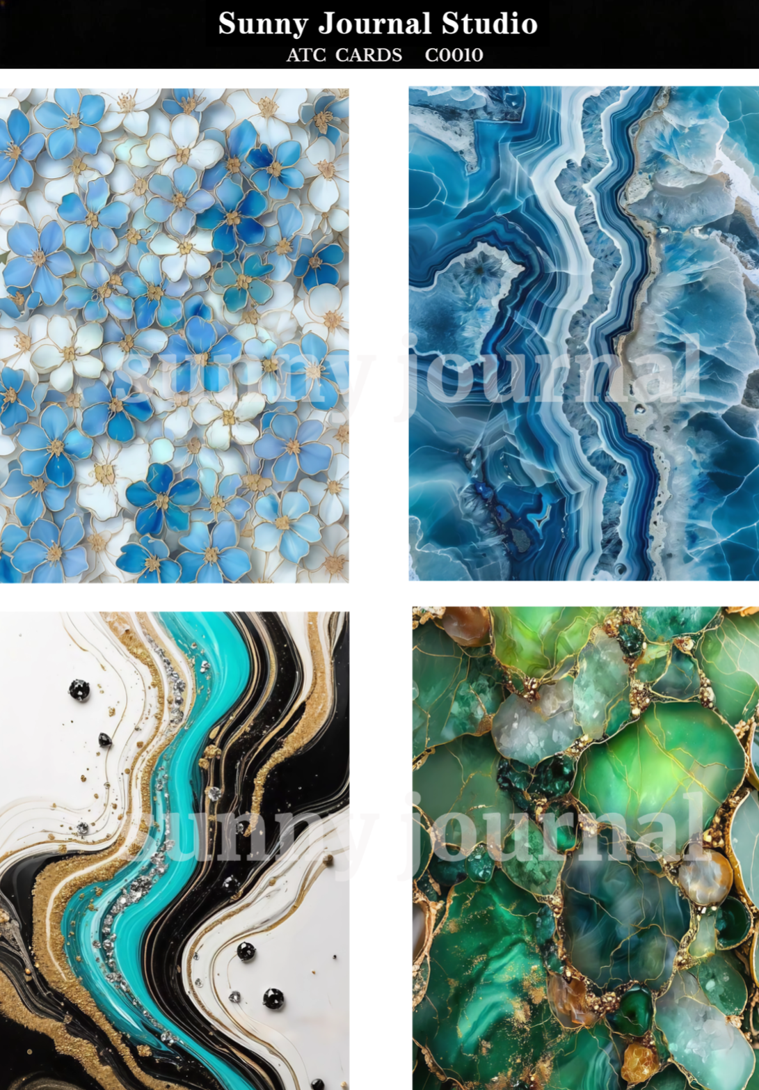 C0010-Marble Texture ATC Cards 20 iamges 300GSM Paper Card / Self-cut Required
