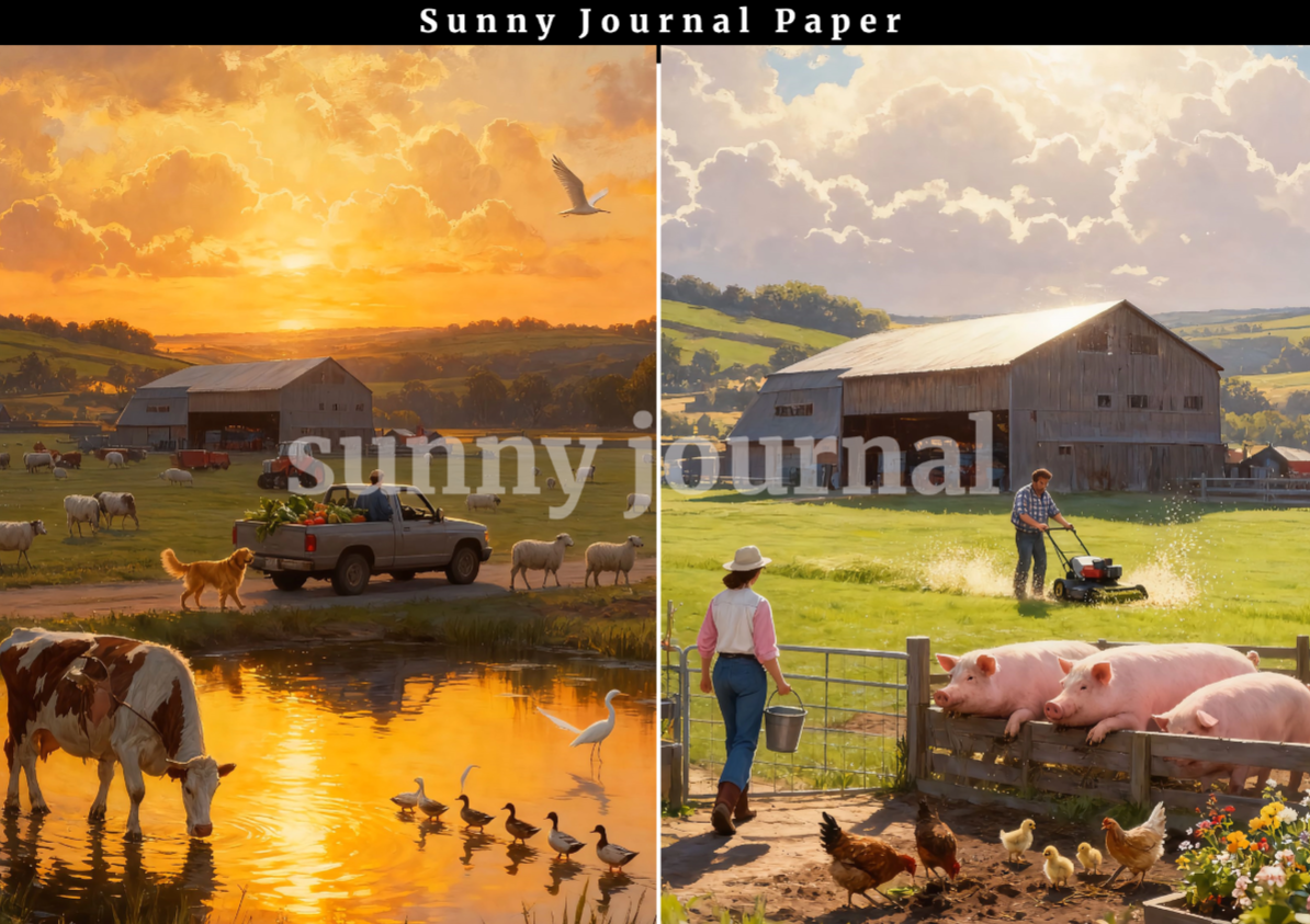 B0027-Autumn Harvest Farm 20 images A5 paper no repeat