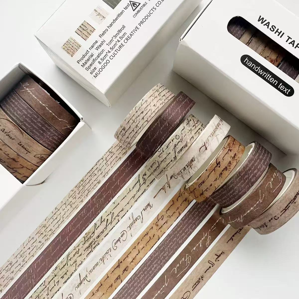 Washi Tape Set Vintage Brown Series 8 pcs rolls