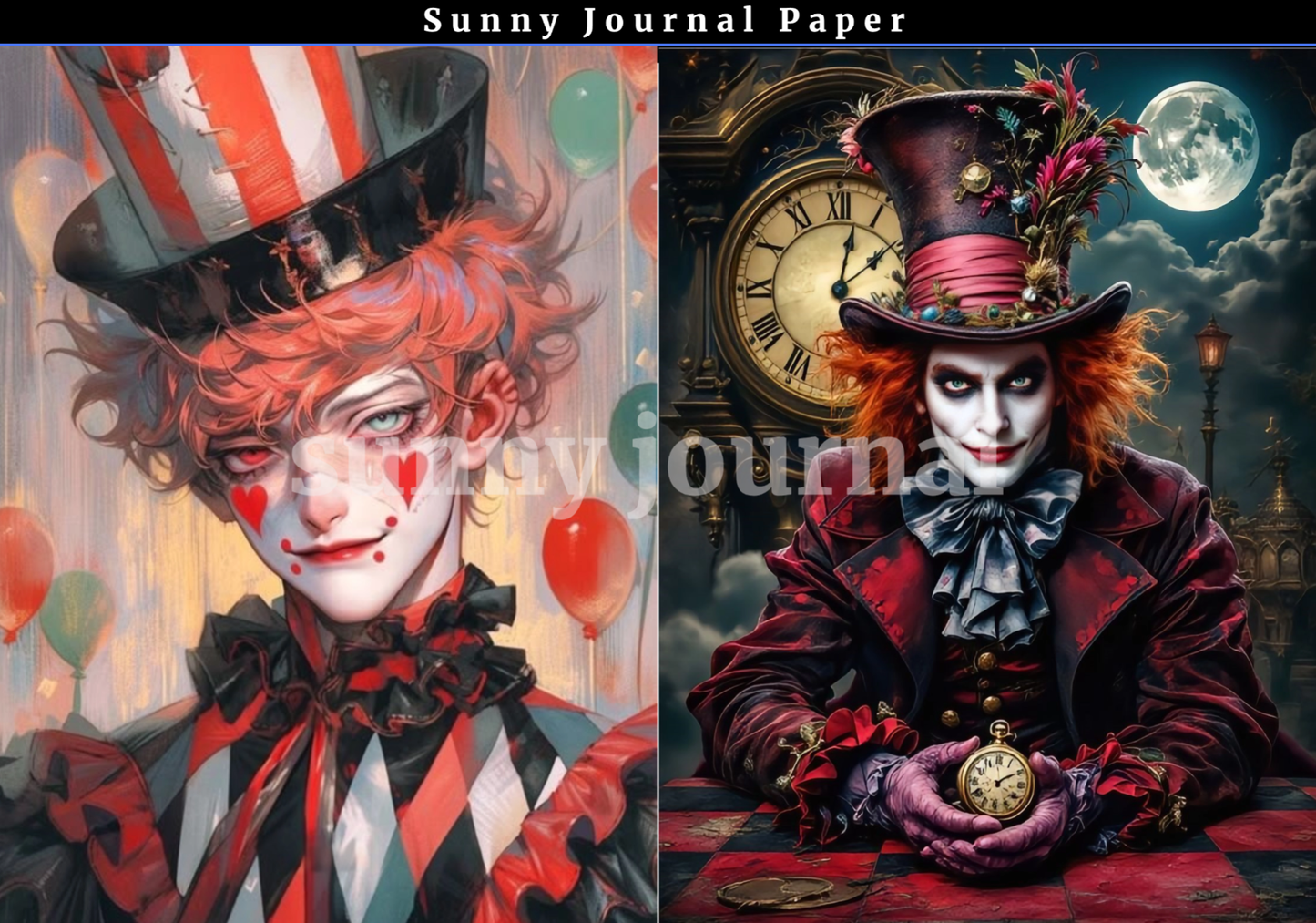 B0023-Joker the Crazy Hat in Alice A5 paper 10pcs no repeat