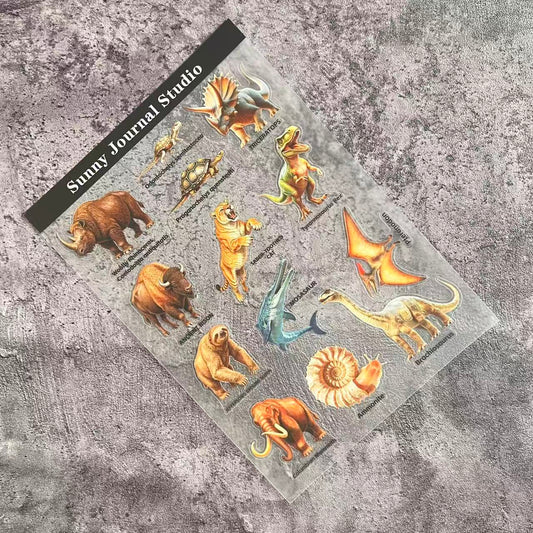 A0070--The Extinct Ancient Paleontological Animals PET Sticker 1 Pcs A5 Size