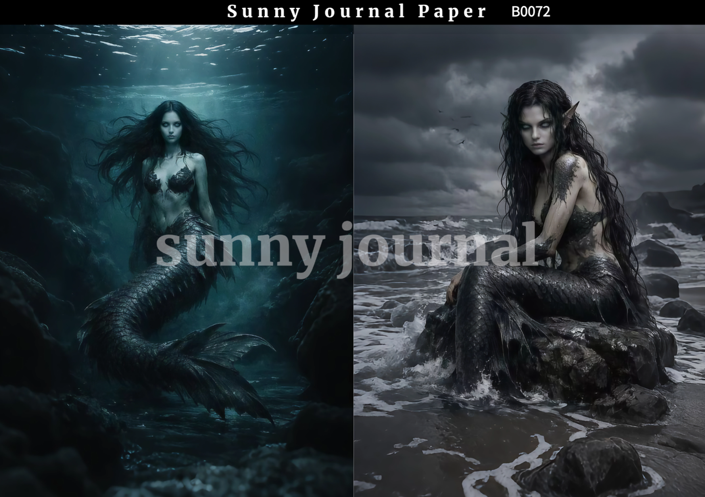 B0072-Dark Mermaid Paper A5 paper 10pcs no repeat