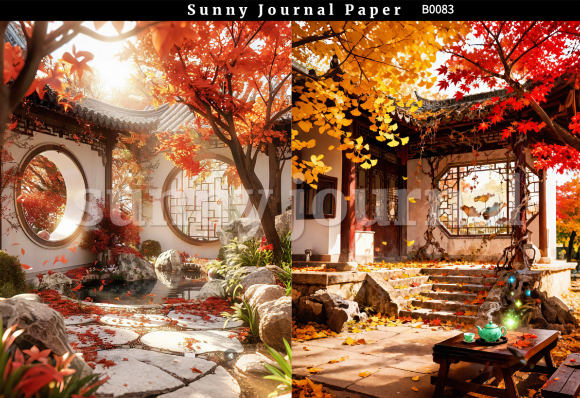 B0083-Traditional Autumn Scenery A5 paper 10pcs no repeat