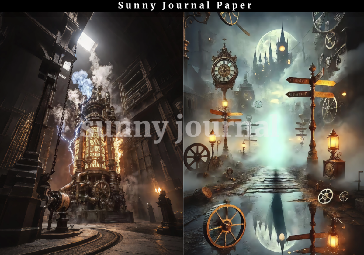 B0047-SteamPunk Background A5 paper 10pcs no repeat