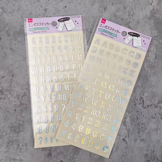Holographic Letter Embossed Stickers 1 Sheets Per Pack