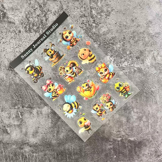 A0041--Cute Honey and Bees PET Sticker 1 Pcs A5 Size
