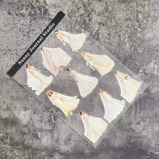 A0102--Bride Wedding Dress PET Sticker 1 Pcs A5 Size