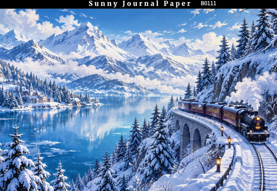 B0111--Winter Snowscape A5 paper 10pcs no repeat
