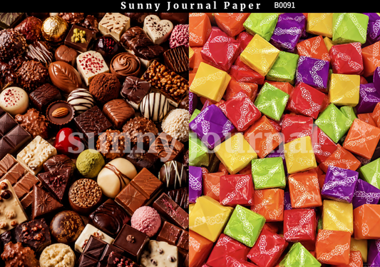 B0091-Various Snacks & Drinks Background A5 paper 10pcs no repeat