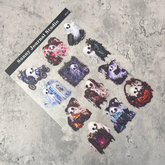 A0217--Halloween Cute Ghost PET Sticker 1 Pcs A5 Size