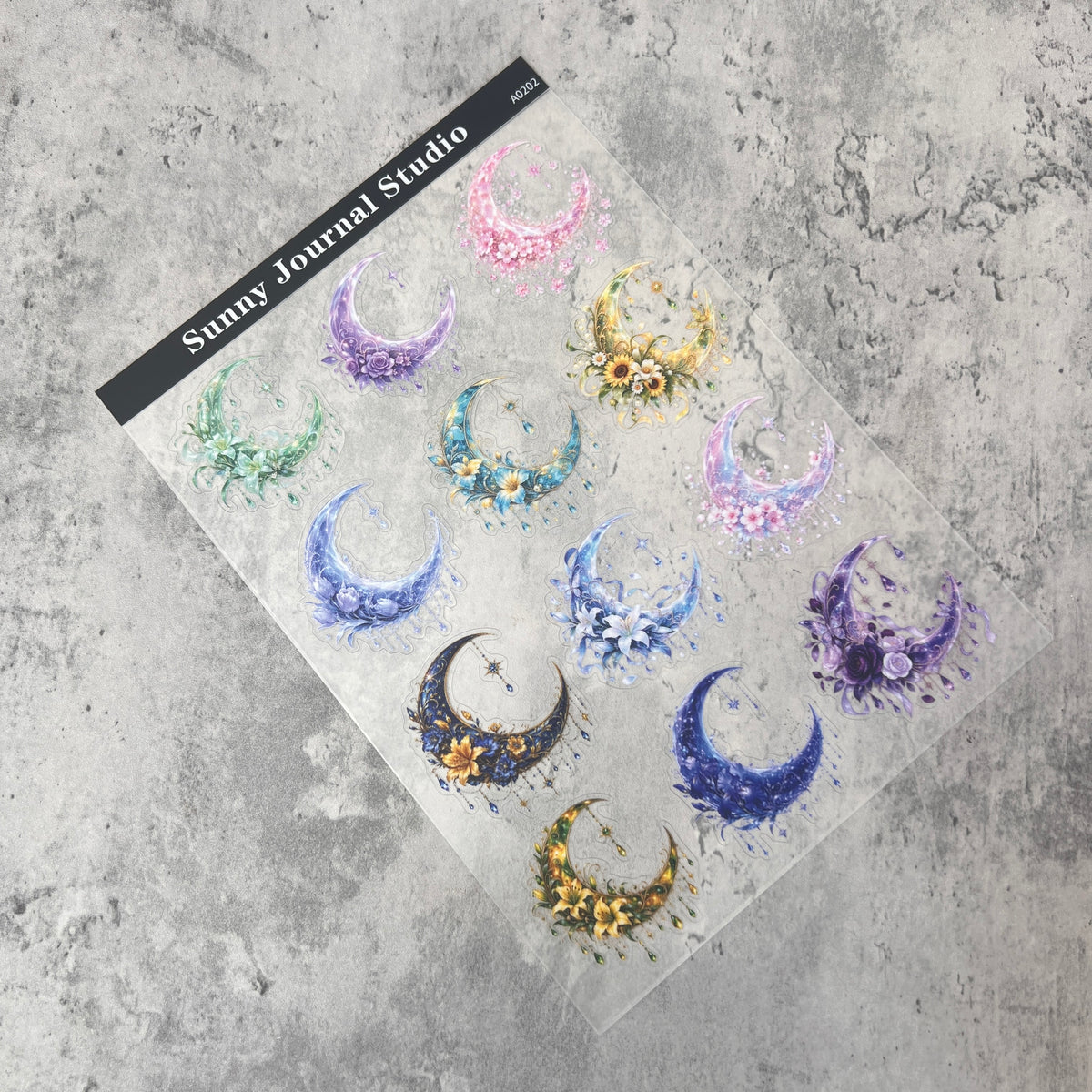 A0202--Flower Moon PET Sticker 1 Pcs A5 Size