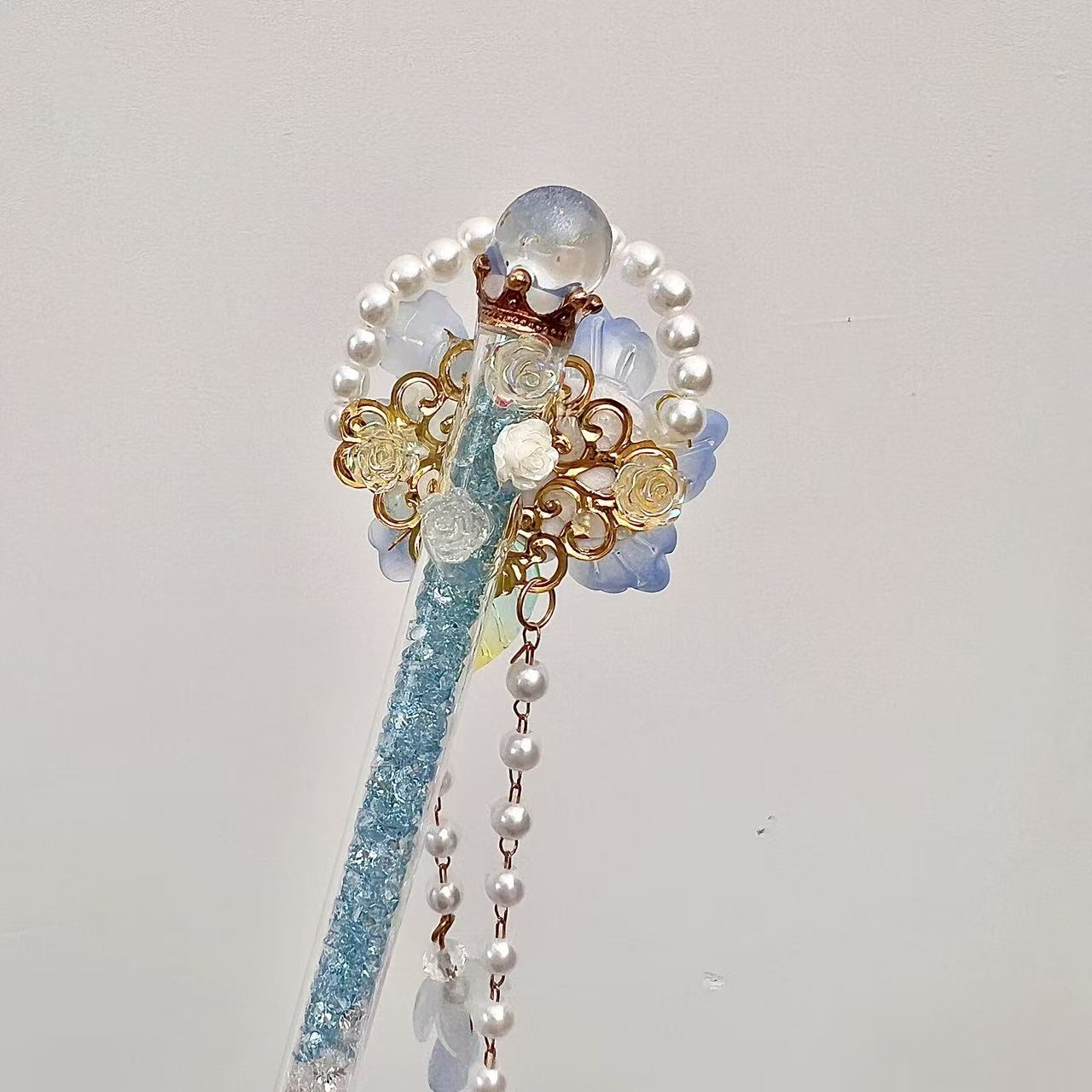 Handmade Blue Flower Carving Knife Pen Cutter for Journaling