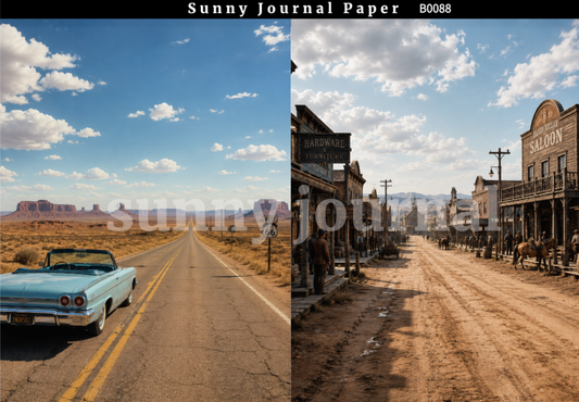 B0088-Retro Wild Western Background A5 paper 10pcs no repeat