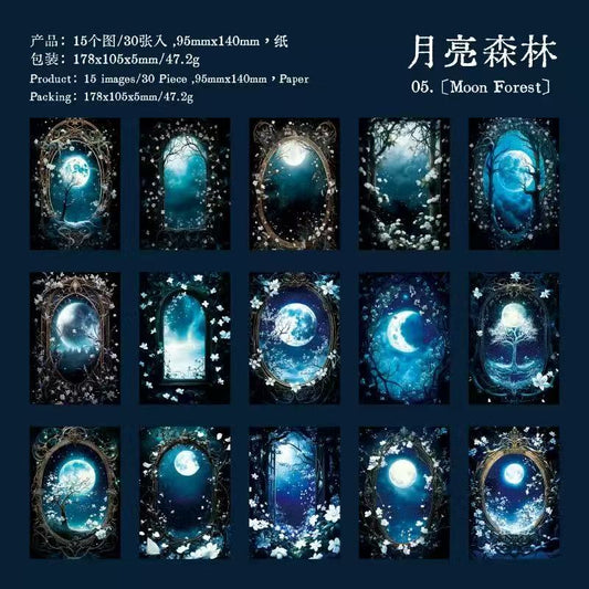 Moon and Boat Background Scrapbook Paper 30 Sheets Per Pack