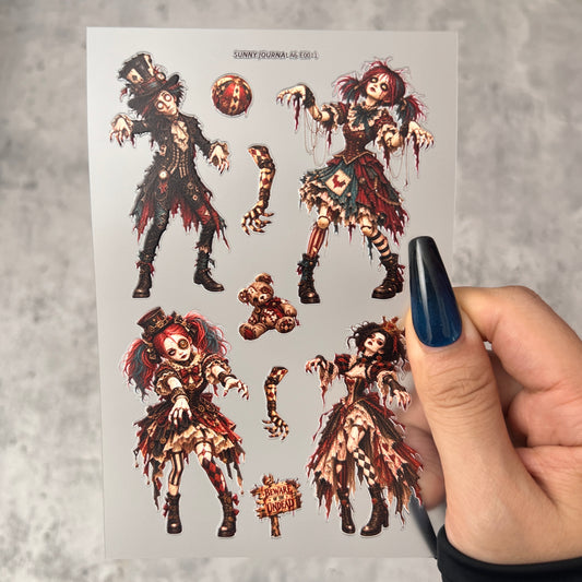 E0011--Zombie Alice 3D Embossed Sticker 1 Pcs A6 Size 10X15cm=4x6inch