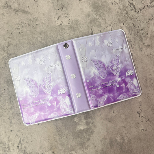 M5 Purple Butterfly ATC Storage Album with 16 inner pages, 32 card slots