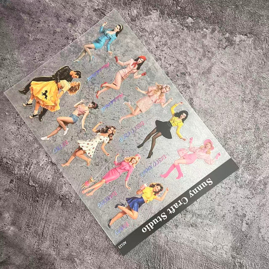 A0123--Vintage Disco Style Girls Dancing PET Sticker 1 Pcs A5 Size