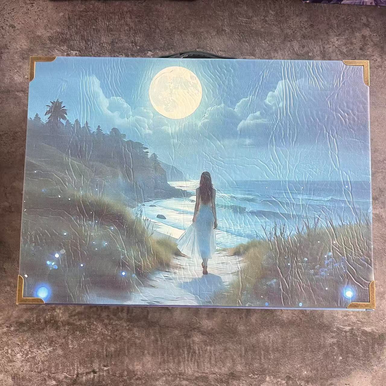 D0022 Cherry Girl and Blue Ocean Wooden Box