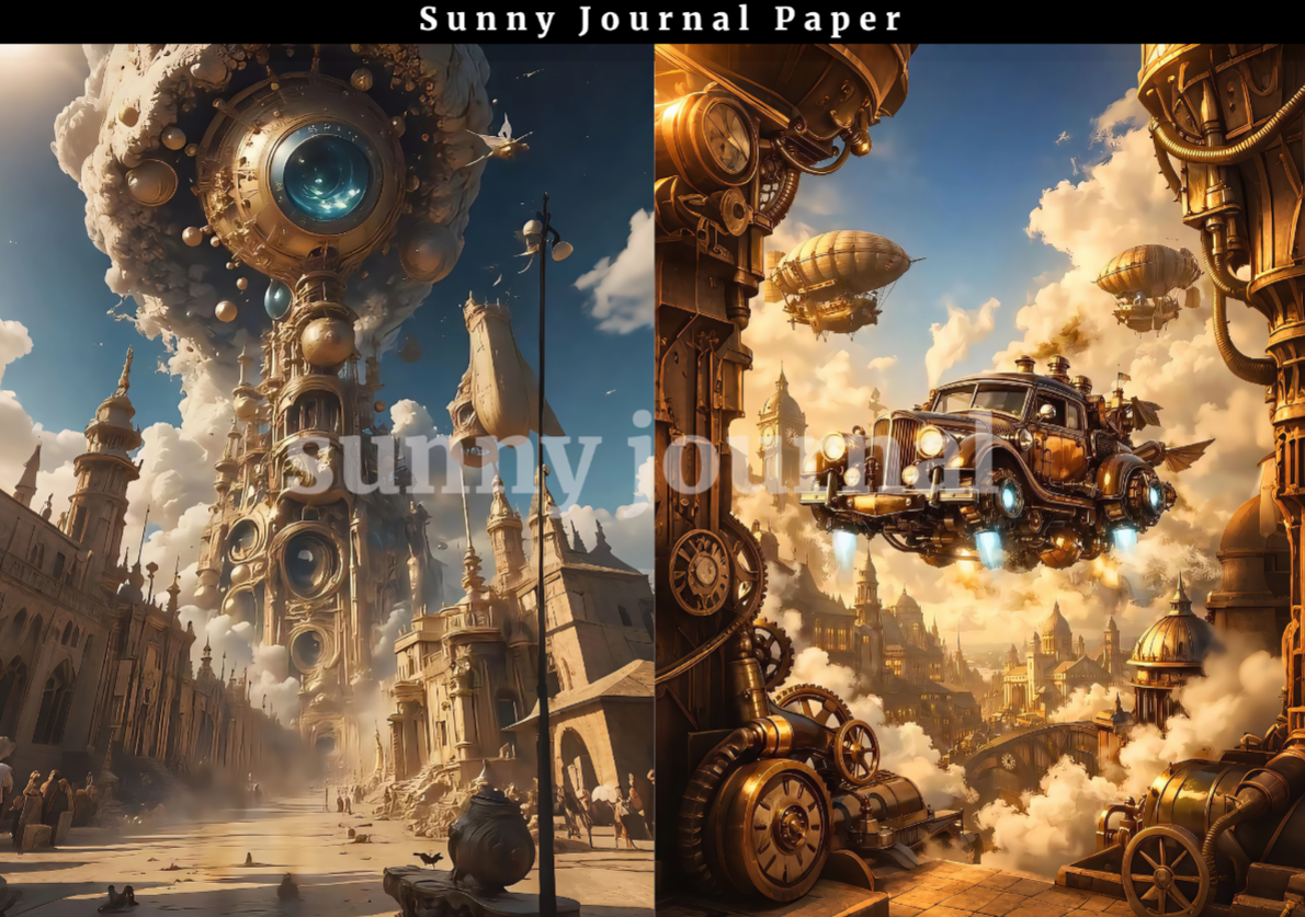 B0047-SteamPunk Background A5 paper 10pcs no repeat