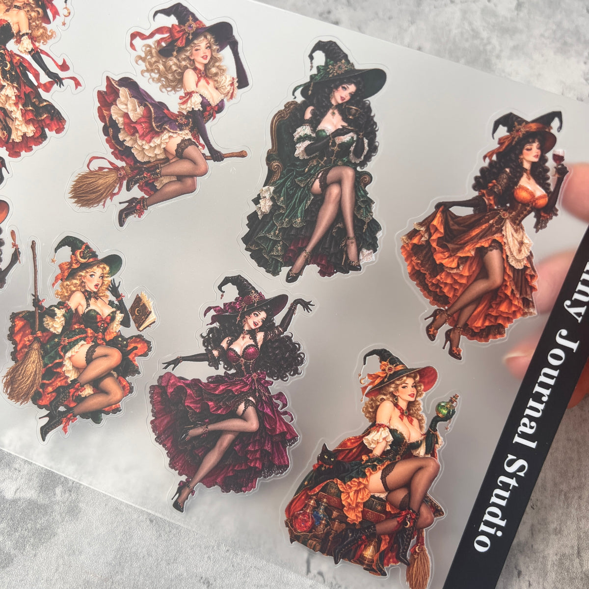 A0218--Halloween Vintage Witch PET Sticker 1 Pcs A5 Size