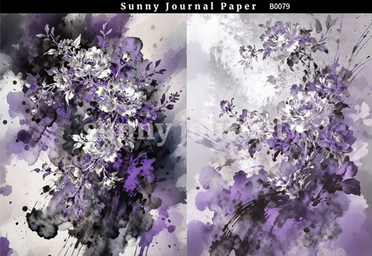 B0079-Mystery Purple Spider Lily & Time Clock A5 paper 10pcs no repeat