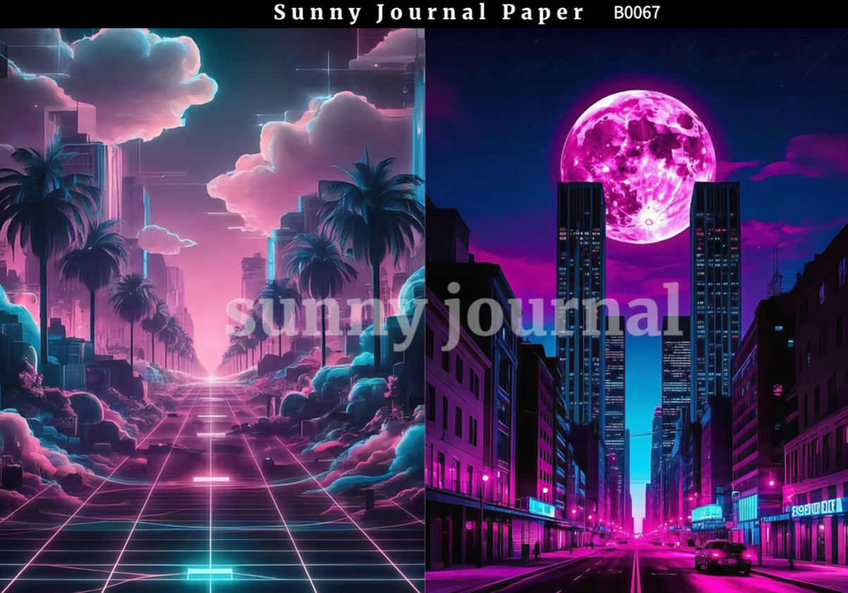 B0067-Cyber City Paper A5 paper 10pcs no repeat