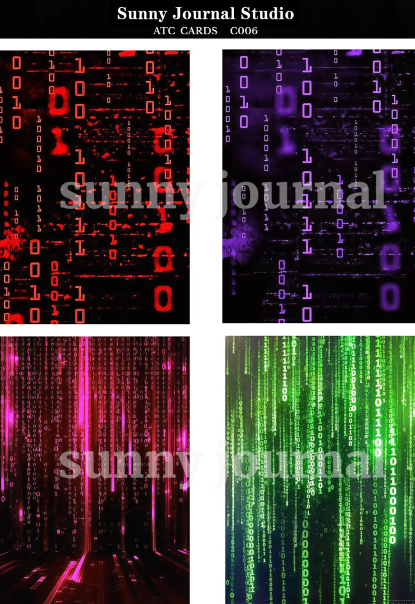C006-Cyber Pixel Mosaic Style ATC Cards 20 iamges 300GSM Paper Card / Self-cut Required