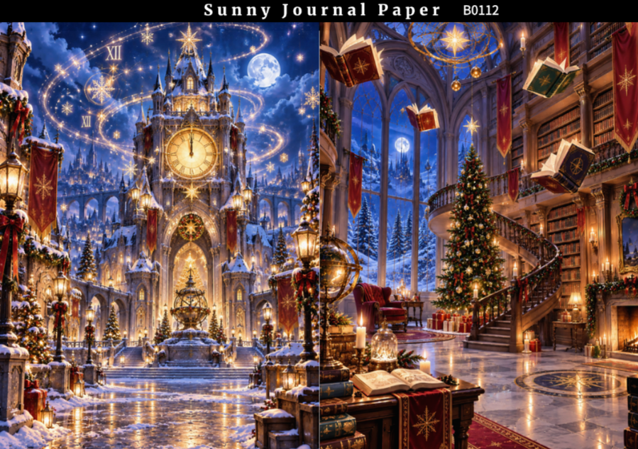 B0112-Enchanted Fantasy Chirstmas A5 paper 10pcs no repeat