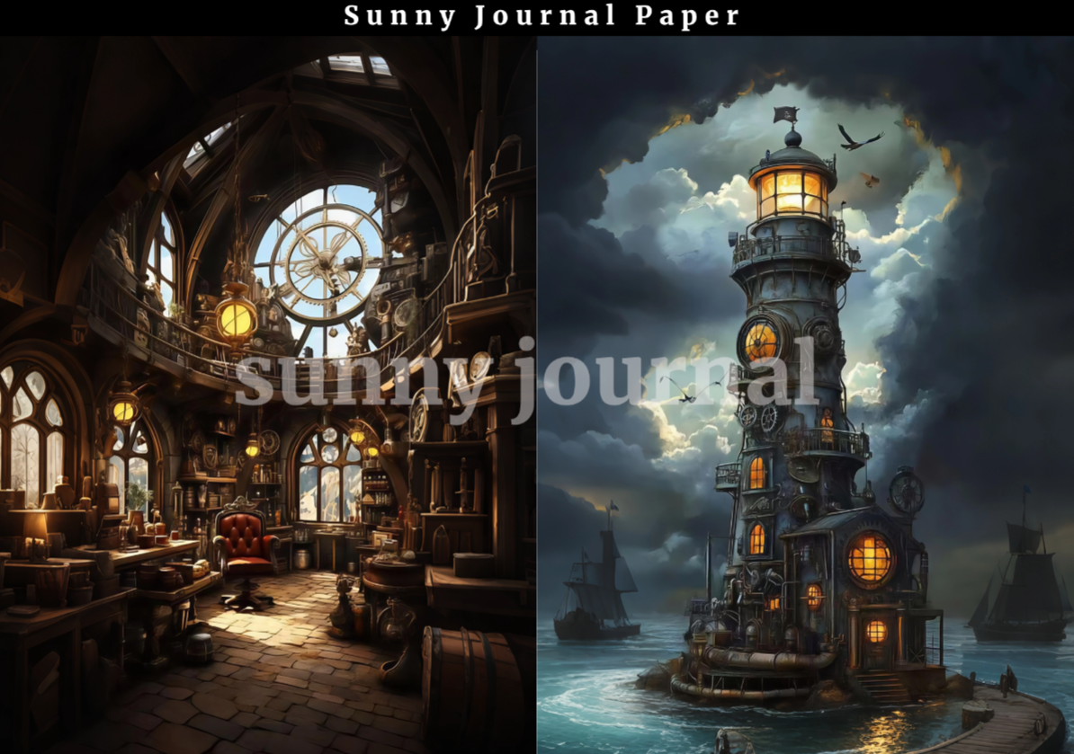 B0047-SteamPunk Background A5 paper 10pcs no repeat
