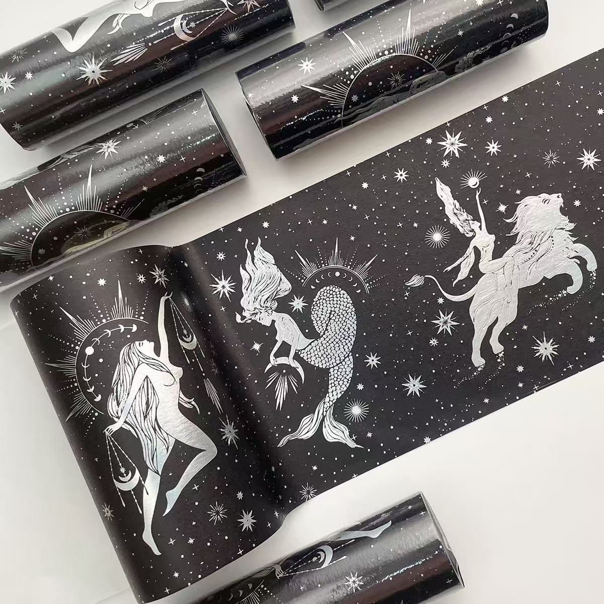 Washi Tape Zodiac Girl Iridescent Hot Foil Starry Sky with Release Liner Big Size 12*3.8CM