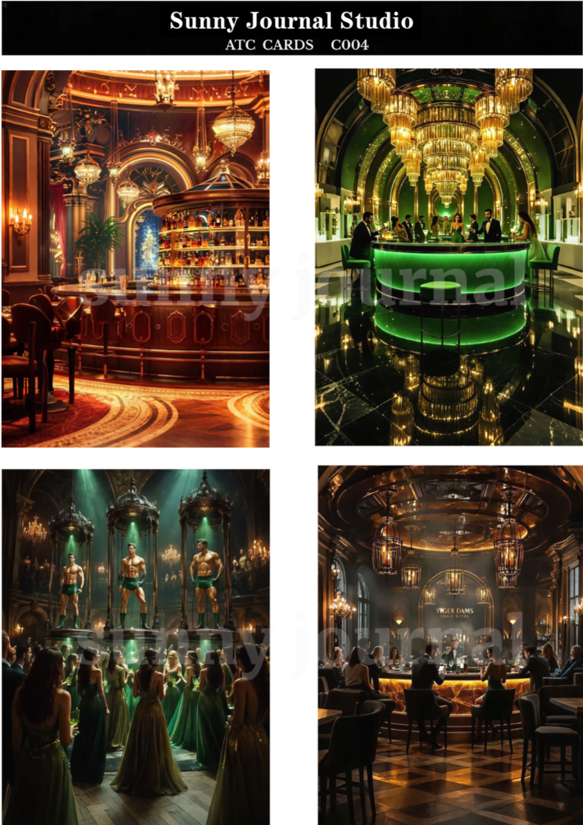 C004-Luxury Bar Background ATC Cards 20 iamges 300GSM Paper Card / Self-cut Required