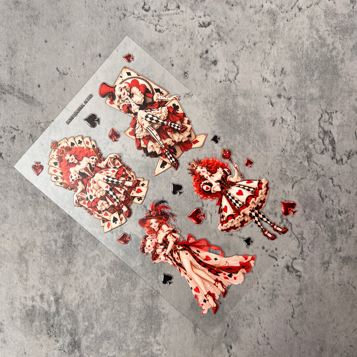 E009--Queen Heart  3D Embossed Sticker 1 Pcs A6 Size 10X15cm=4x6inch