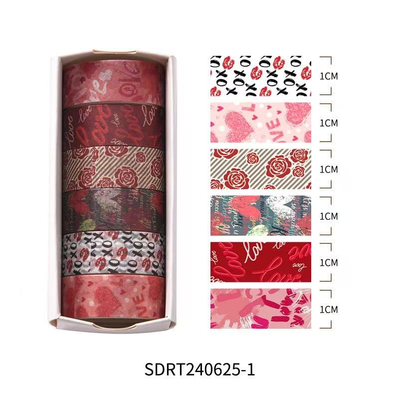 Washi Tape Set Valentine's Day 6 pcs rolls