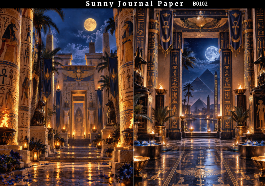 B0102--Ancient Egyptian Palace A5 paper 10pcs no repeat