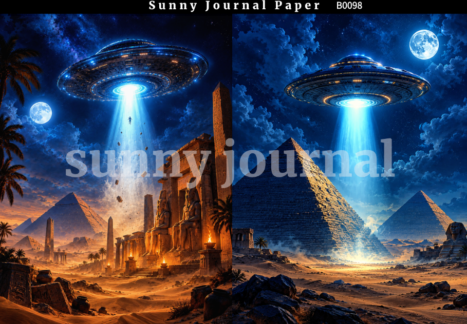 B0098--Comic UFO Scene Background A5 paper 10pcs no repeat