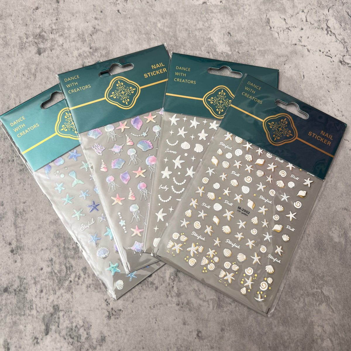 Mini Iridescent Ocean Seashell/JellyFish/Seastar Embossed 3D Sticker