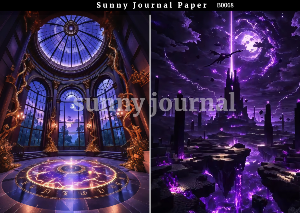 B0068-Purple Magic Style Paper A5 paper 10pcs no repeat