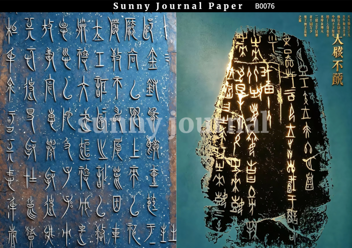B0076- Ancient Hieroglyph & Oracle Bone Script Paper A5 paper 10pcs no repeat
