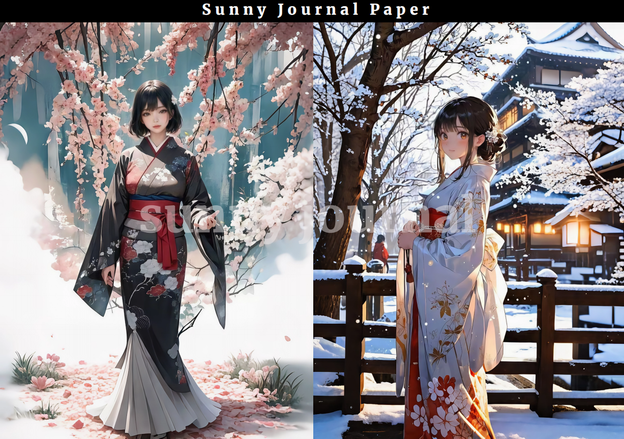 B0018-Japanese Kimono Anime Girls A5 Paper 10 pcs no repeat