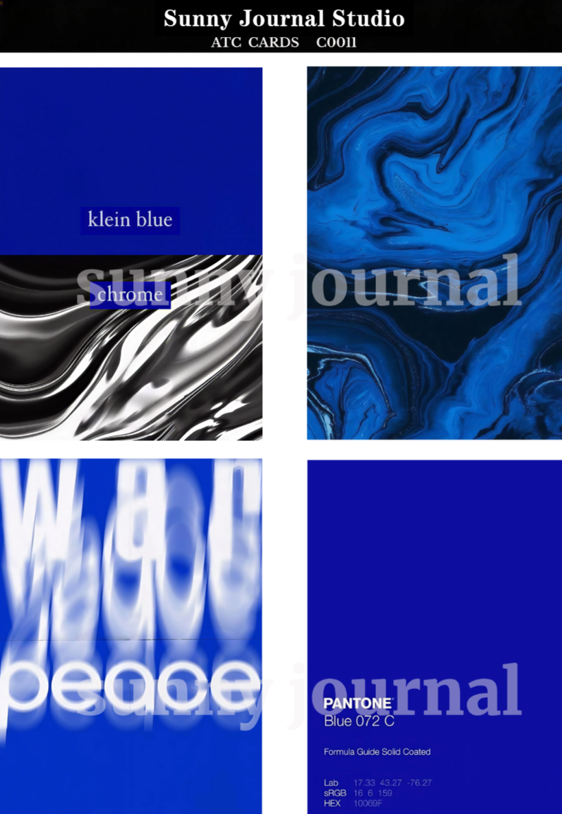 C0011-Klain Blue ATC Cards 20 iamges 300GSM Paper Card / Self-cut Required