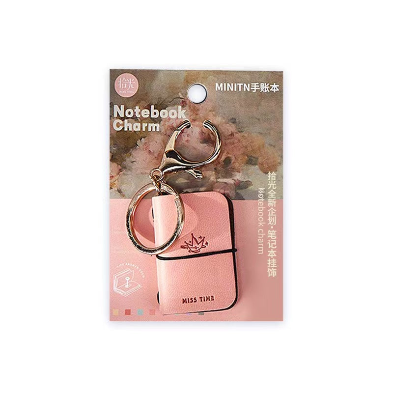 Mini PU Leather Journal Keychain Pendant Pocket Tiny Notebook