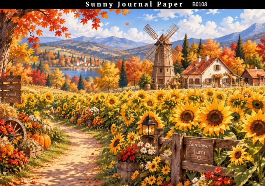 B0108-Autumn Scenery Horizontal A5 paper 10pcs no repeat