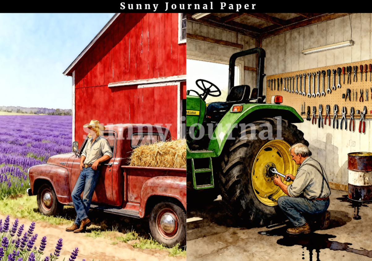 B0027-Autumn Harvest Farm 20 images A5 paper no repeat